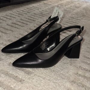 Worthington Black Block Heel Slingbacks
